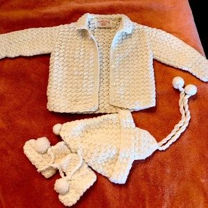 Vintage child/baby handknitted white sweater set